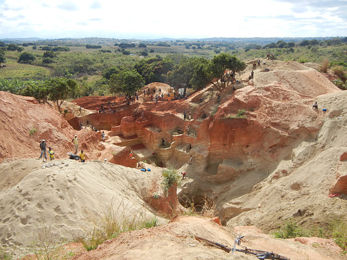 Gorongoza area, Mozambique. Hand-dug open pit.